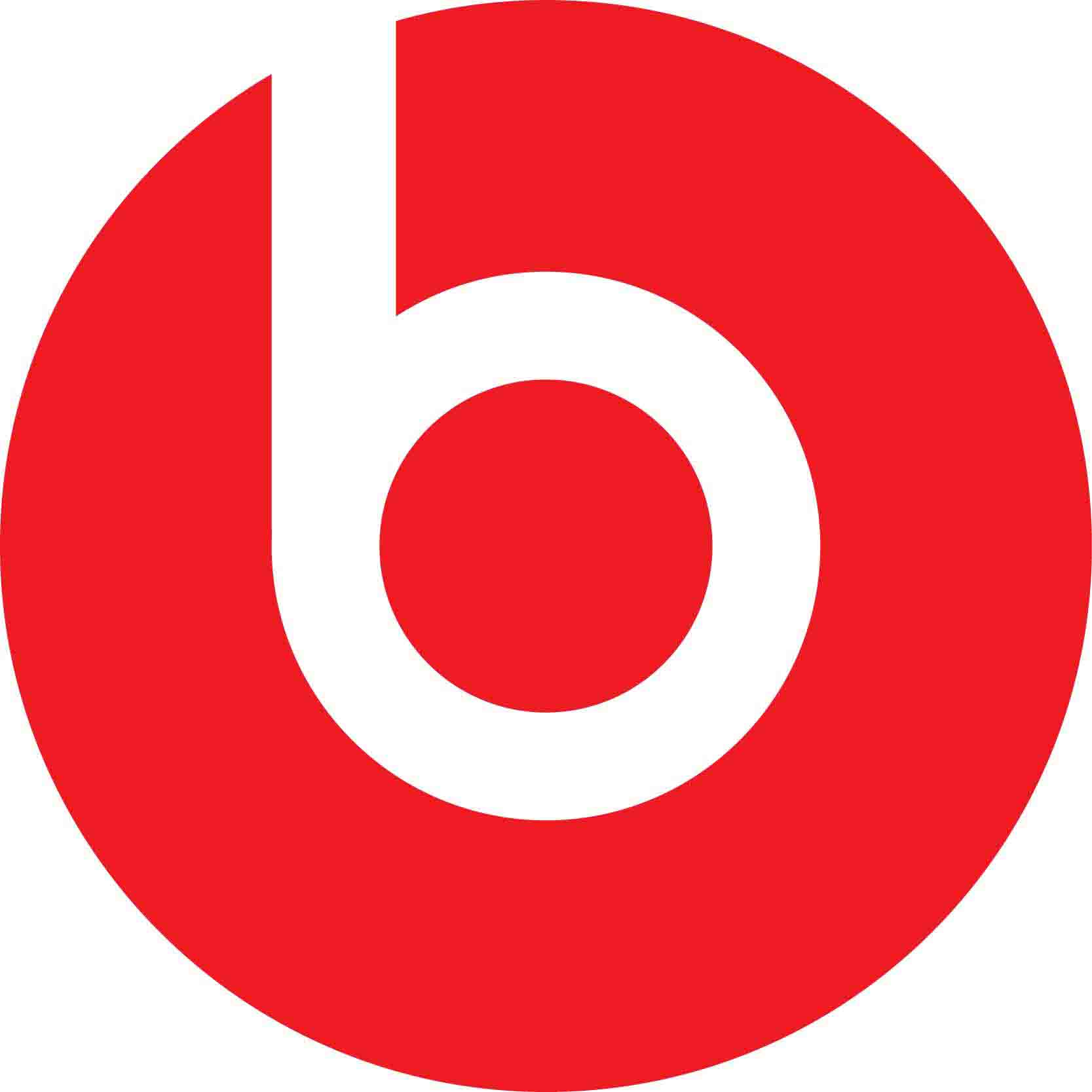 beats耳机最原始使用红黑配色,因此logo也以红黑配色,同时中间的「b」